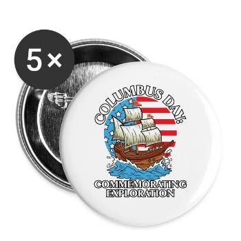 Kolumbus-Tag: Zum Gedenken an die Entdeckung von K - Buttons groß 56 mm (5er Pack) - Weiß - Vorne