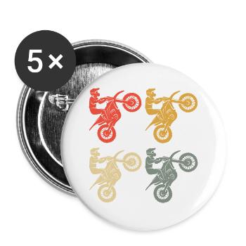 Motorrad Retro Motorsport Dirtbike Motocross - Buttons groß 56 mm (5er Pack) - Weiß - Vorne
