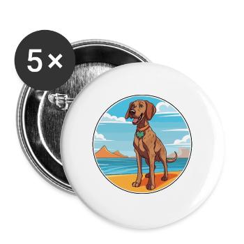 Plott Hund Rasse Cartoon Kawaii Clipart Hund - Buttons groß 56 mm (5er Pack) - Weiß - Vorne