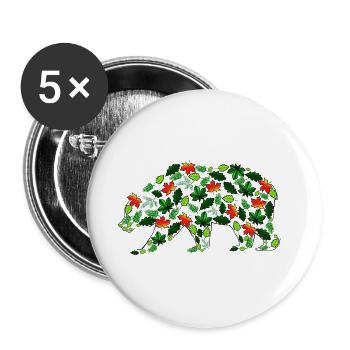 Blattbär - Buttons groß 56 mm (5er Pack) - Weiß - Vorne