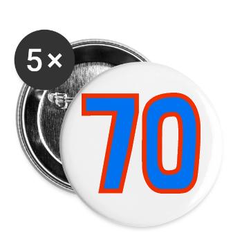 70. 70 JAHRE. 70-JÄHRIGES JUBILÄUM. 70-JÄHRIGES JUBILÄUM. - Buttons groß 56 mm (5er Pack) - Weiß - Vorne