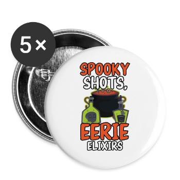 Spooky Shots Unheimliche Elixiere Barkeeper Hallow - Buttons groß 56 mm (5er Pack) - Weiß - Vorne