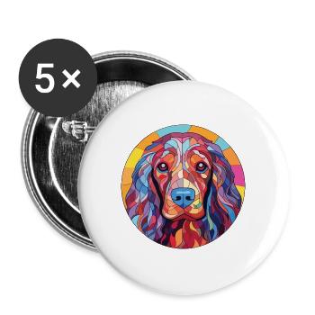 Friesische Wasserhundrasse Aquarell-Illustration - Buttons groß 56 mm (5er Pack) - Weiß - Vorne