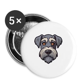 Standard Schnauzer Hunderasse Cartoon Kawaii Illust - Buttons groß 56 mm (5er Pack) - Weiß - Vorne