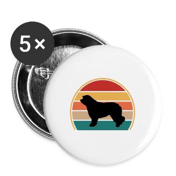 Katalanischer Schäferhund Hund Liebhaber Silhouette Retro Sonnenuntergang - Buttons groß 56 mm (5er Pack) - Weiß - Vorne