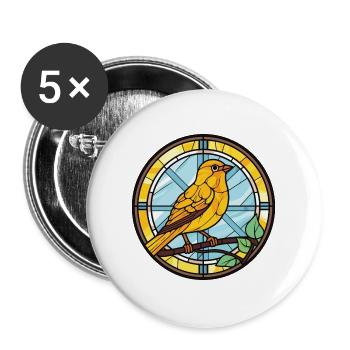 Kanarienvogel buntes Aquarell Tier Haustier Illustration - Buttons groß 56 mm (5er Pack) - Weiß - Vorne