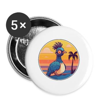 Pfau Niedliche Lustige Karikatur Kawaii Buch Strand - Buttons groß 56 mm (5er Pack) - Weiß - Vorne