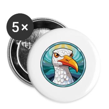 Möwe bunte Aquarell-Tier-Illustration - Buttons groß 56 mm (5er Pack) - Weiß - Vorne