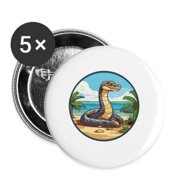 Anakonda Aquarell Cartoon Kawaii Clipart Tier - Buttons groß 56 mm (5er Pack) - Weiß - Vorne