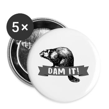Emsiger Kanadabiber Holzfäller - Buttons groß 56 mm (5er Pack) - Weiß - Vorne