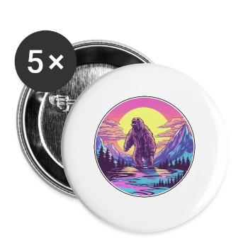 Big Foot Aquarell Karikatur Kawaii Haustier Tier Colo - Buttons groß 56 mm (5er Pack) - Weiß - Vorne