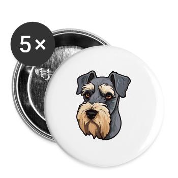 Mittelschnauze Hunderasse Cartoon Kawaii Illustrati - Buttons groß 56 mm (5er Pack) - Weiß - Vorne