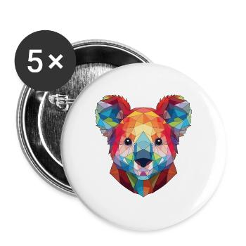 Koala buntes Aquarell Tier Haustier Illustration - Buttons groß 56 mm (5er Pack) - Weiß - Vorne