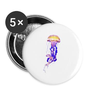 Farbige Qualle Freisteller Lila Gelb - Buttons groß 56 mm (5er Pack) - Weiß - Vorne