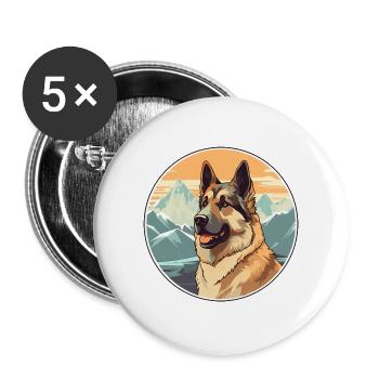 Osteuropäischer Schäferhund Rasse Cartoon Kawaii Wa - Buttons groß 56 mm (5er Pack) - Weiß - Vorne