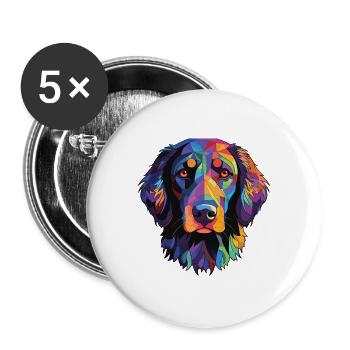 Flach beschichtetes Retriever-Hunderassen-Aquarellglas - Buttons groß 56 mm (5er Pack) - Weiß - Vorne