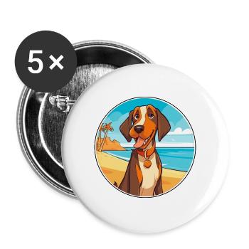 Cao De Castro Laboreiro Hunderasse Cartoon Kawaii - Buttons groß 56 mm (5er Pack) - Weiß - Vorne