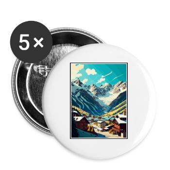 Soelden Austria Vintage Reiseposter WPA Souvenir - Buttons groß 56 mm (5er Pack) - Weiß - Vorne