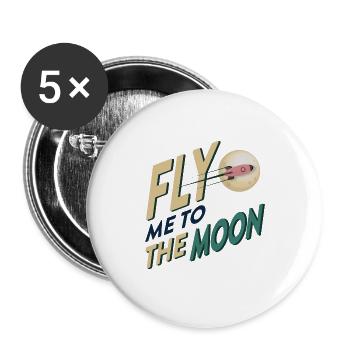 fly me to the moon - Buttons groß 56 mm (5er Pack) - Weiß - Vorne