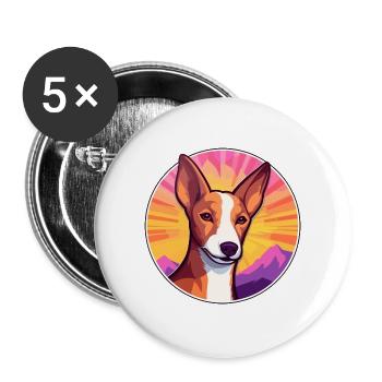 Ibizan Hound Hund Rasse Cartoon Kawaii Aquarell - Buttons groß 56 mm (5er Pack) - Weiß - Vorne
