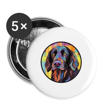 Flach beschichtetes Retriever-Hunderassen-Aquarellglas - Buttons groß 56 mm (5er Pack) - Weiß - Vorne