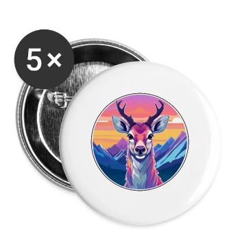 Antilope Aquarell Karikatur Kawaii Haustier Tier Colo - Buttons groß 56 mm (5er Pack) - Weiß - Vorne