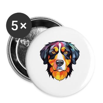Appenzeller Sennenhund Hunderasse Aquarellglas - Buttons groß 56 mm (5er Pack) - Weiß - Vorne