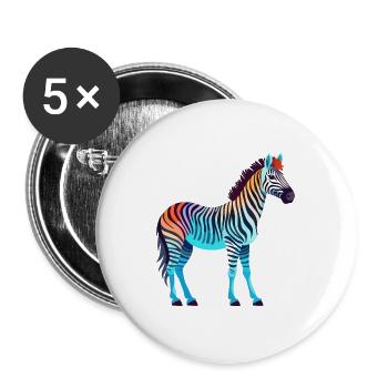 Zebra buntes Aquarell Cartoon Kawaii Tier - Buttons groß 56 mm (5er Pack) - Weiß - Vorne