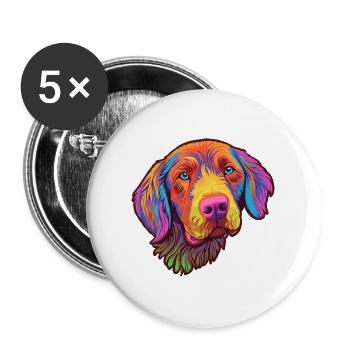 Pudelpointer Hunderasse Cartoon Kawaii Illustration - Buttons groß 56 mm (5er Pack) - Weiß - Vorne