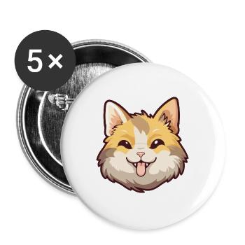 Zypern Katze Karikatur Aquarell Illustration - Buttons groß 56 mm (5er Pack) - Weiß - Vorne