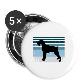 Riesenschnauzer Hund Liebe Silhouette Vintage Sonnenuntergang - Buttons groß 56 mm (5er Pack) - Weiß - Vorne