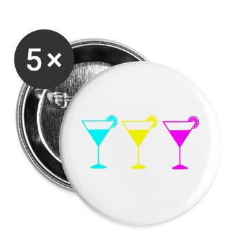 Cocktail Sommer Strand Urlaub - Buttons groß 56 mm (5er Pack) - Weiß - Vorne