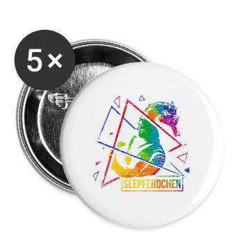 Glitzerndes Seepferdchen Korallenbank - Buttons groß 56 mm (5er Pack) - Weiß - Vorne