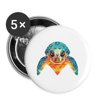 Meeresschildkröte Bunte Aquarell-Tierillustration - Buttons groß 56 mm (5er Pack) - Weiß - Vorne