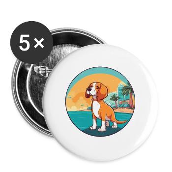Deutsche Bracke Hund Rasse Cartoon Kawaii Clipart - Buttons groß 56 mm (5er Pack) - Weiß - Vorne