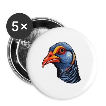 Perlhuhn Bunte Aquarell-Karikatur Kawaii Ani - Buttons groß 56 mm (5er Pack) - Weiß - Vorne