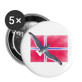Norwegen Norge - Buttons groß 56 mm (5er Pack) - Weiß - Vorne