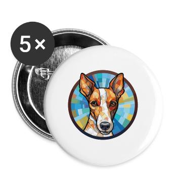 Glatte Foxterrier-Hunderasse buntes Aquarell - Buttons groß 56 mm (5er Pack) - Weiß - Vorne