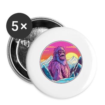 Big Foot Aquarell Karikatur Kawaii Haustier Tier Colo - Buttons groß 56 mm (5er Pack) - Weiß - Vorne