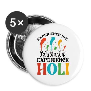 Happy Holi Grüße Hinduismus Indisches Fest - Buttons groß 56 mm (5er Pack) - Weiß - Vorne