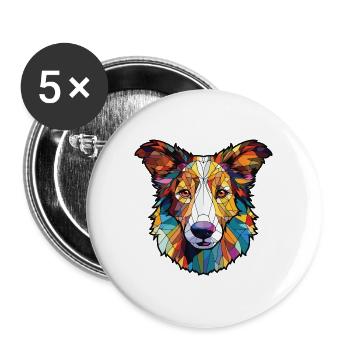Scotch Collie Hunderasse Aquarell Illustration - Buttons groß 56 mm (5er Pack) - Weiß - Vorne
