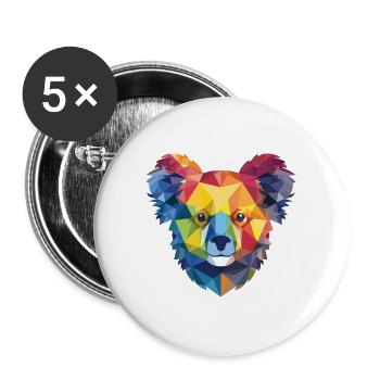 Koala buntes Aquarell Tier Haustier Illustration - Buttons groß 56 mm (5er Pack) - Weiß - Vorne