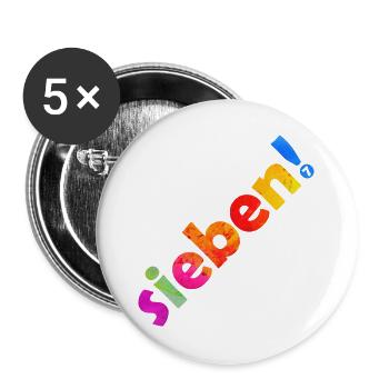 SIEBEN 7 JAHRE 7. GEBURTSTAG - Buttons groß 56 mm (5er Pack) - Weiß - Vorne