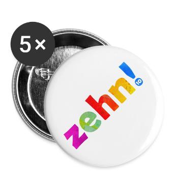 ZEHN 10 JAHRE 10. GEBURTSTAG - Buttons groß 56 mm (5er Pack) - Weiß - Vorne