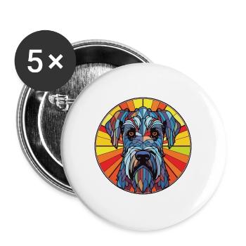 Riesenschnauzer Hunderasse Aquarell Illustration - Buttons groß 56 mm (5er Pack) - Weiß - Vorne