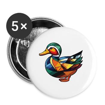 Mandarinenten-bunte Aquarell-Tierkarikatur - Buttons groß 56 mm (5er Pack) - Weiß - Vorne