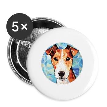 Foxterrier glatte Hunderasse buntes Aquarell - Buttons groß 56 mm (5er Pack) - Weiß - Vorne