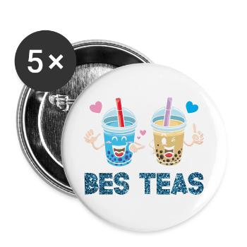 Bes Teas Blasentee Boba Tea - Buttons groß 56 mm (5er Pack) - Weiß - Vorne