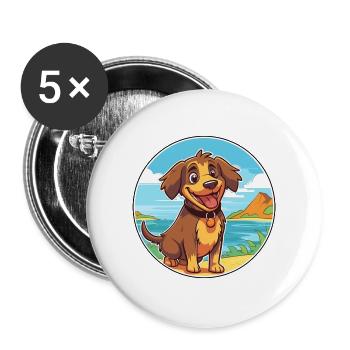 Kai Ken Hund Rasse Cartoon Kawaii Clipart Hund Haustier - Buttons groß 56 mm (5er Pack) - Weiß - Vorne