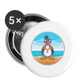 Jay Cartoon Yoga Strand Sommer Illustration - Buttons groß 56 mm (5er Pack) - Weiß - Vorne